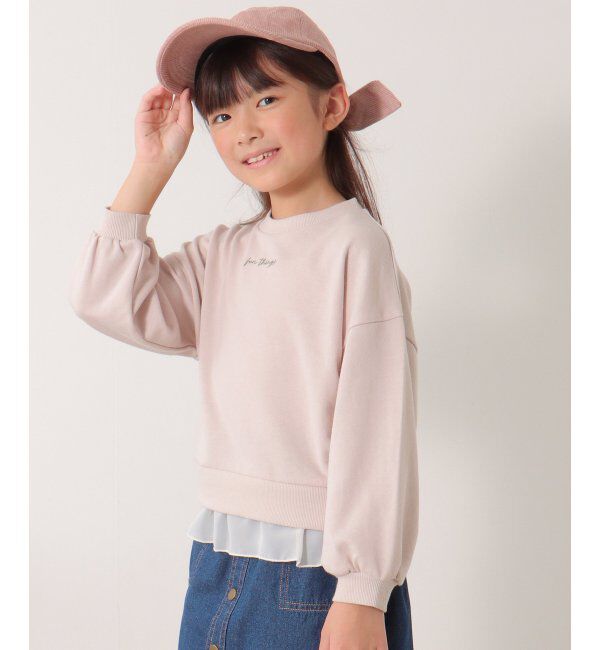 ikka kids「裾シフォンレイヤード裏毛プルオーバー（120~160cm）」|Tシャツ・カットソー|