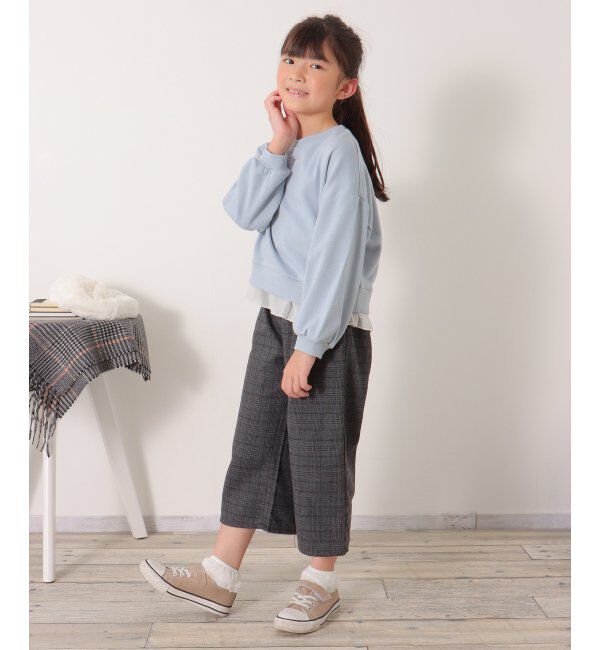 ikka kids「裾シフォンレイヤード裏毛プルオーバー（120~160cm）」|Tシャツ・カットソー|