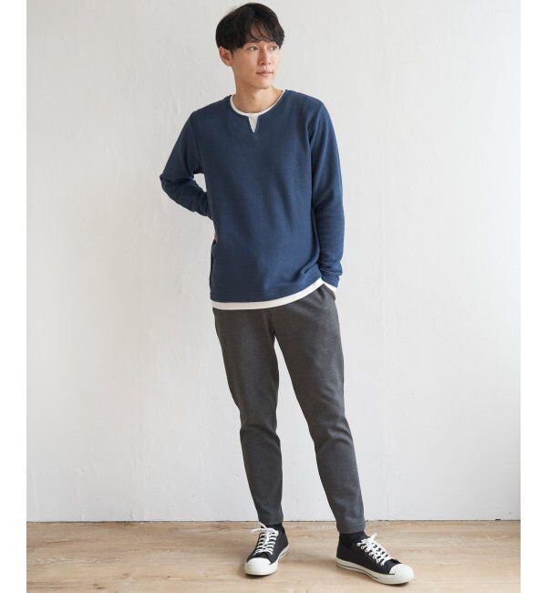 ikka「ワッフルキーネックレイヤード」|Tシャツ・カットソー|