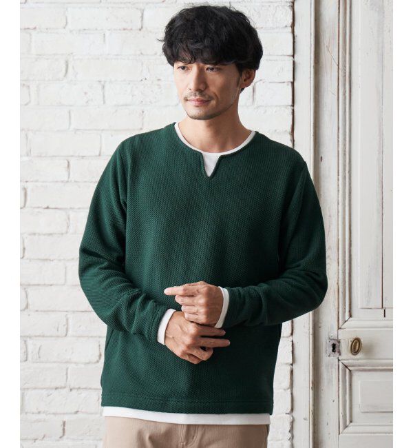 ikka「ワッフルキーネックレイヤード」|Tシャツ・カットソー|