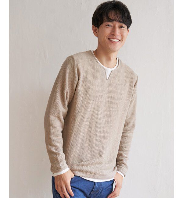 ikka「ワッフルキーネックレイヤード」|Tシャツ・カットソー|
