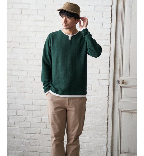 ikka「ワッフルキーネックレイヤード」|Tシャツ・カットソー|