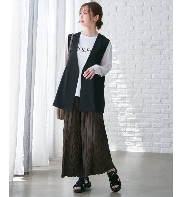 ikka「さらっとプリーツワイドパンツ」|その他|