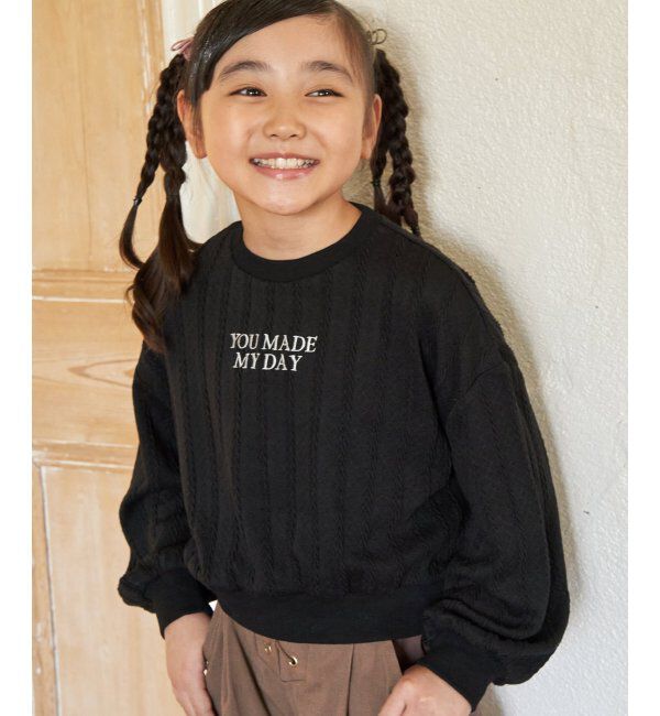 ikka kids「ニットソークロップドロゴプルオーバー（120~160cm）」|Tシャツ・カットソー|ブラック