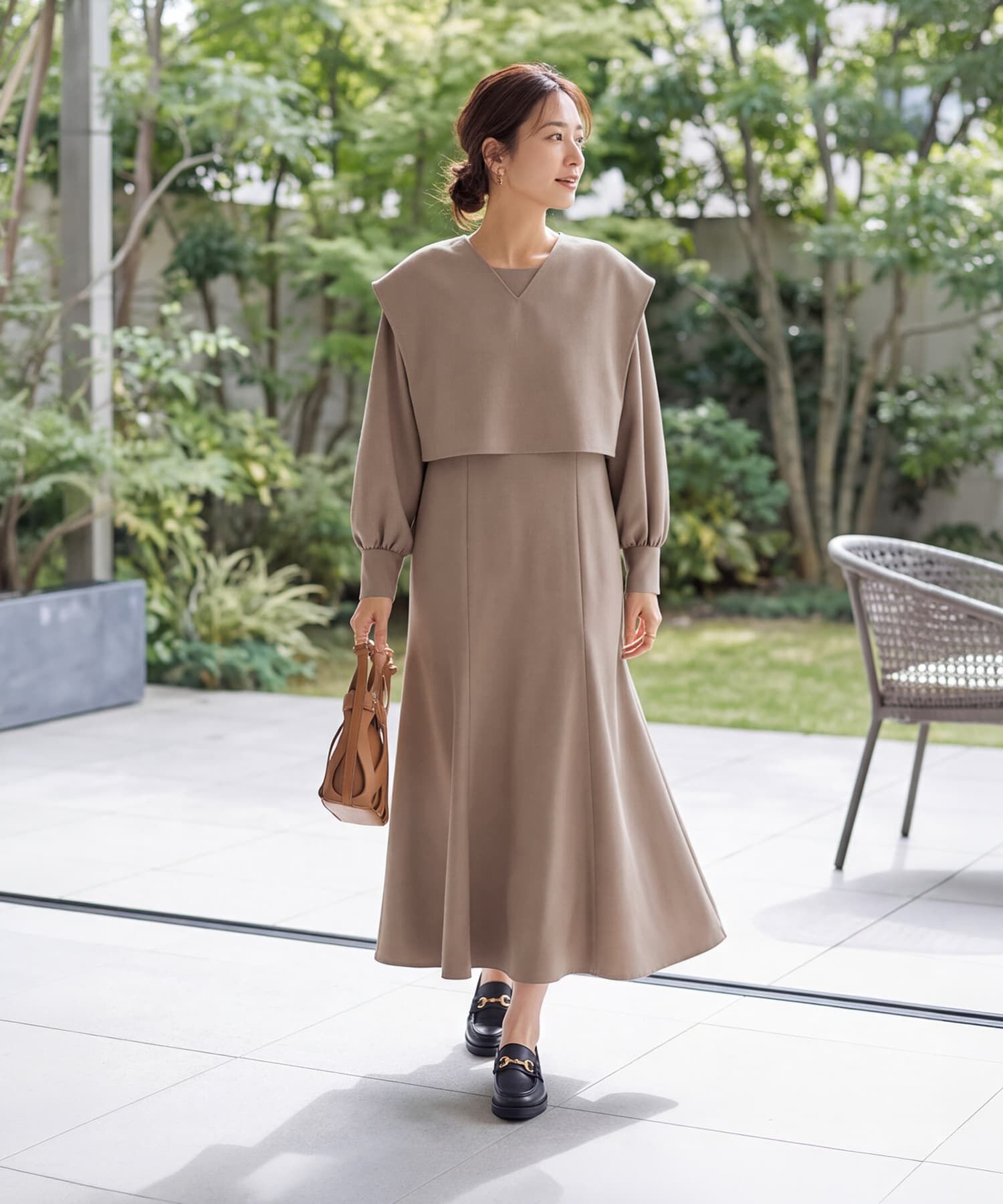 STYLE DELI「【LUXE】ベスト付きマーメイドラインワンピース」|ワンピース|ライトブラウン