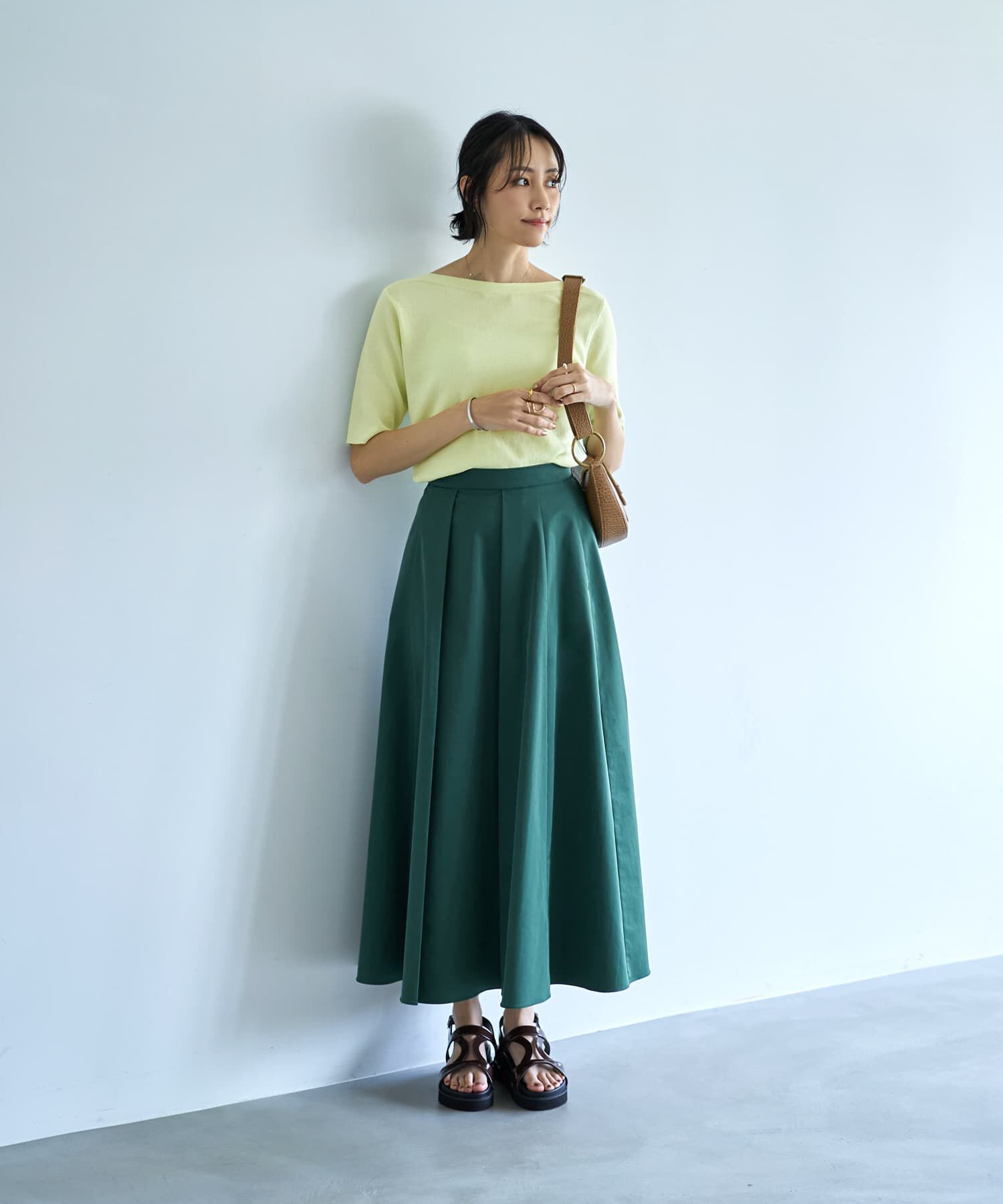 STYLE DELI「サラッとした５分袖ボートネックニットB」|ニット・セーター|
