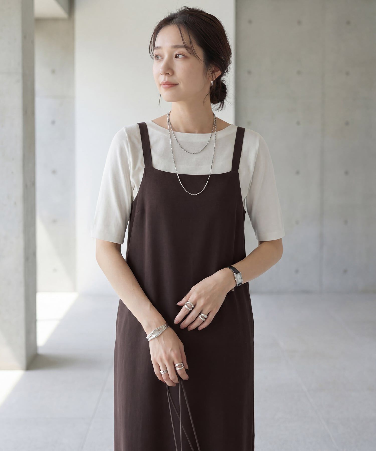 STYLE DELI「サラッとした５分袖ボートネックニットB」|ニット・セーター|