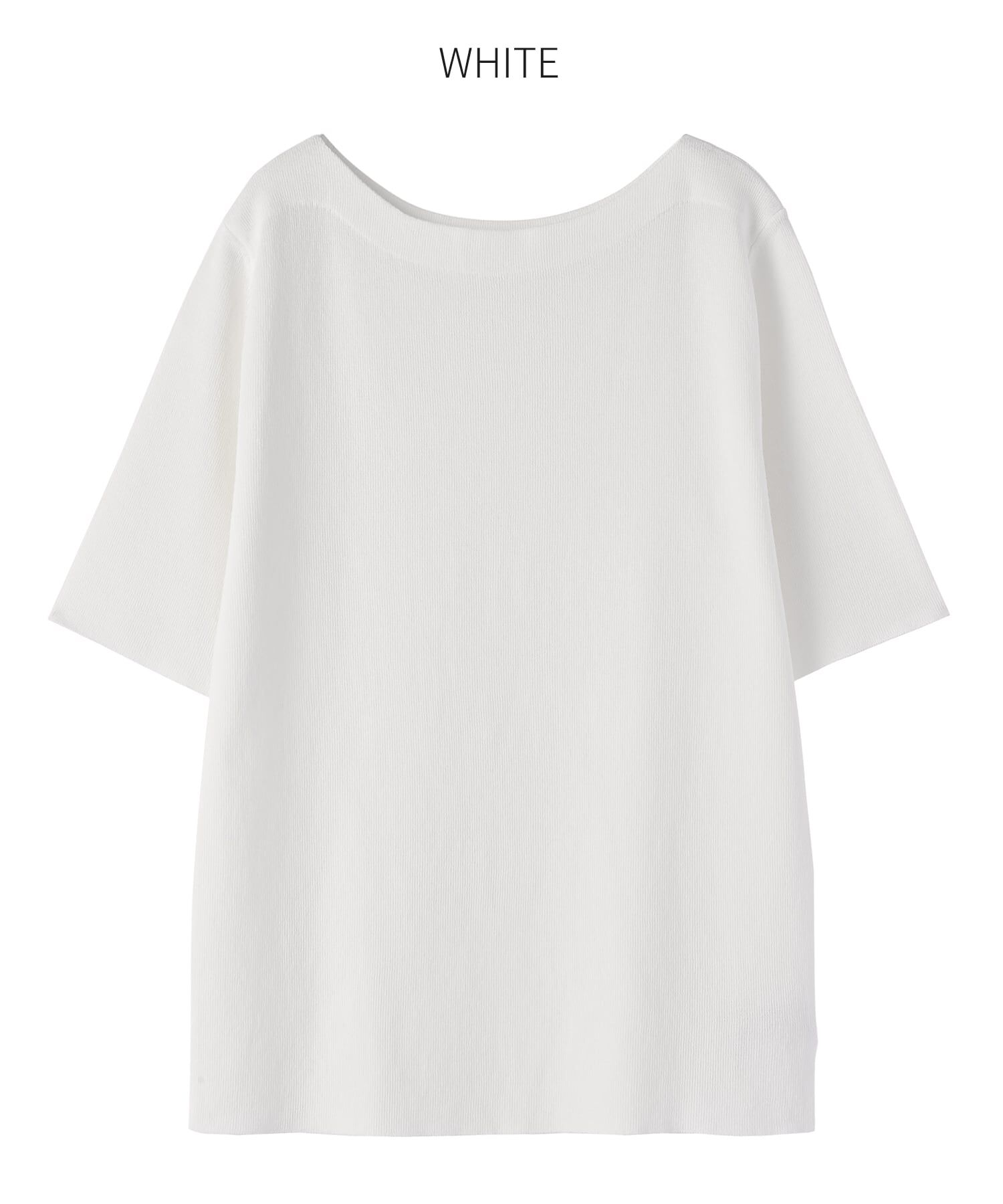 STYLE DELI「サラッとした５分袖ボートネックニットB」|ニット・セーター|