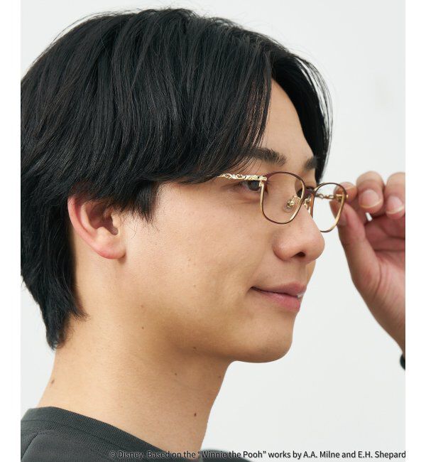  「 ウェリントン型 メガネ | 軽量、眼鏡、くまのプーさん Zoff  レンズ交換券付 レンズ交換券付」|メガネ|