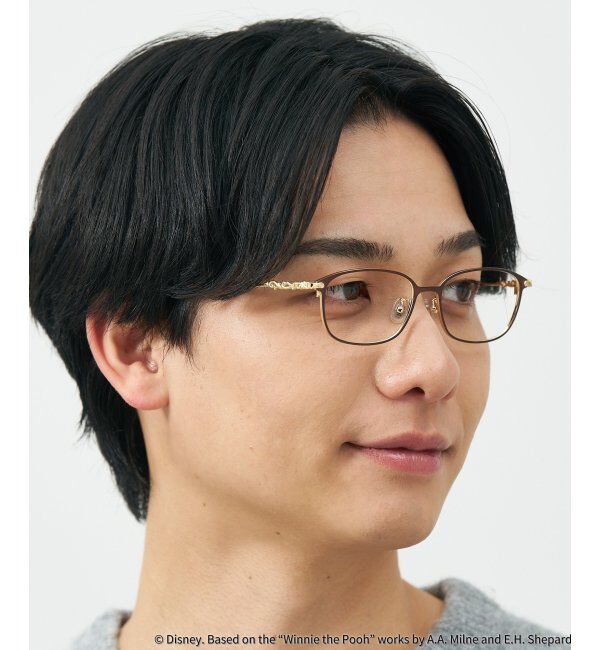  「 ウェリントン型 メガネ | 軽量、眼鏡、くまのプーさん Zoff  レンズ交換券付 レンズ交換券付」|メガネ|