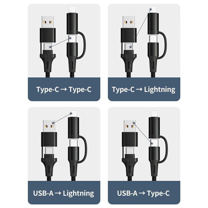 BACKYARD FAMILY「4in1 USB 充電ケーブル 通販 通信ケーブル タイプcケーブル ライトニングケーブル」|その他|