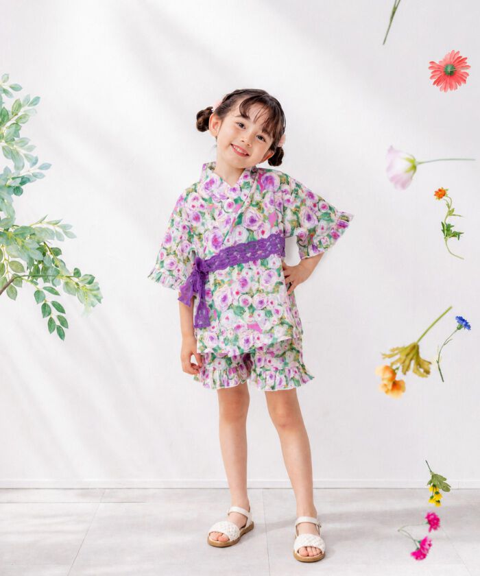 BACKYARD FAMILY「Rora 甚平 キッズ 女の子 通販 ローラ はなよい 花宵 上下セット セットアップ 半袖」|その他|