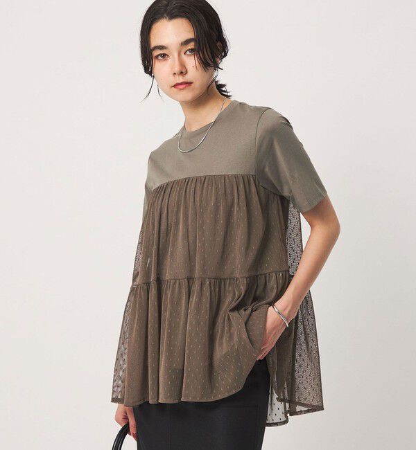 UNITED ARROWS green label relaxing「ドットチュール ティアード プルオーバー カットソー」|Tシャツ・カットソー|OLIVE