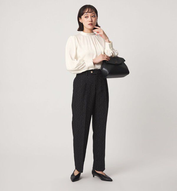 UNITED ARROWS green label relaxing「サテン スタンドネック ギャザー ブラウス」|シャツ・ブラウス|