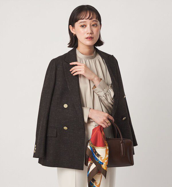 UNITED ARROWS green label relaxing「サテン スタンドネック ギャザー ブラウス」|シャツ・ブラウス|BEIGE