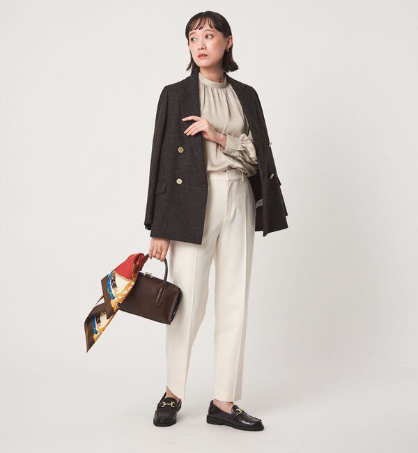 UNITED ARROWS green label relaxing「サテン スタンドネック ギャザー ブラウス」|シャツ・ブラウス|