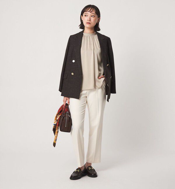 UNITED ARROWS green label relaxing「サテン スタンドネック ギャザー ブラウス」|シャツ・ブラウス|