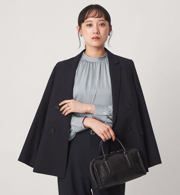 UNITED ARROWS green label relaxing「サテン スタンドネック ギャザー ブラウス」|シャツ・ブラウス|LT.BLUE