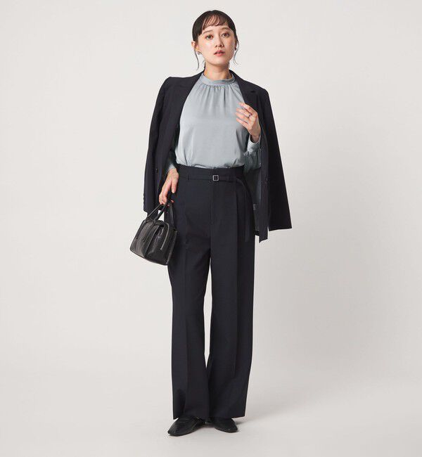UNITED ARROWS green label relaxing「サテン スタンドネック ギャザー ブラウス」|シャツ・ブラウス|
