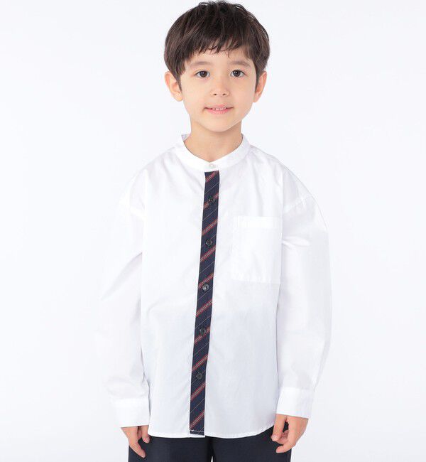 SHIPS KIDS「SHIPS KIDS:100～130cm / オックスフォード バンドカラー シャツ」|シャツ・ブラウス|アイボリー