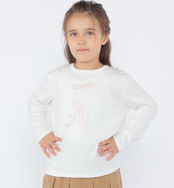 SHIPS KIDS「SHIPS KIDS:100～130cm / バレエシューズ デザイン 長袖 Tシャツ」|Tシャツ・カットソー|
