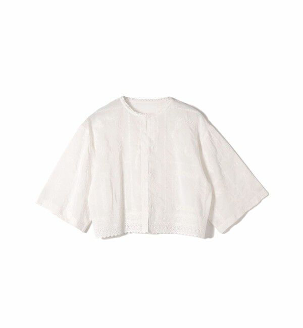 SHIPS for women「〈手洗い可能〉パッチワーク レース ショート スリーブ 羽織 ブラウス」|シャツ・ブラウス|