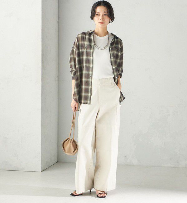 SHIPS for women「〈手洗い可能〉シアー チェック オーバー サイズ シャツ」|シャツ・ブラウス|