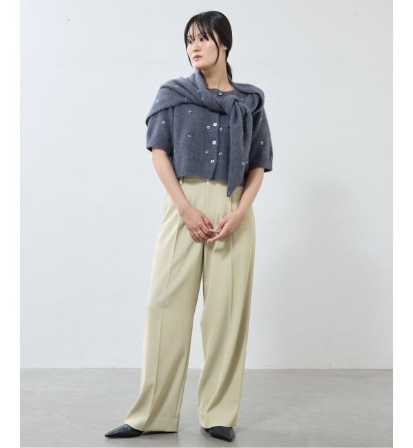IENA「ストレッチツイルセミワイドパンツ」|スラックス|
