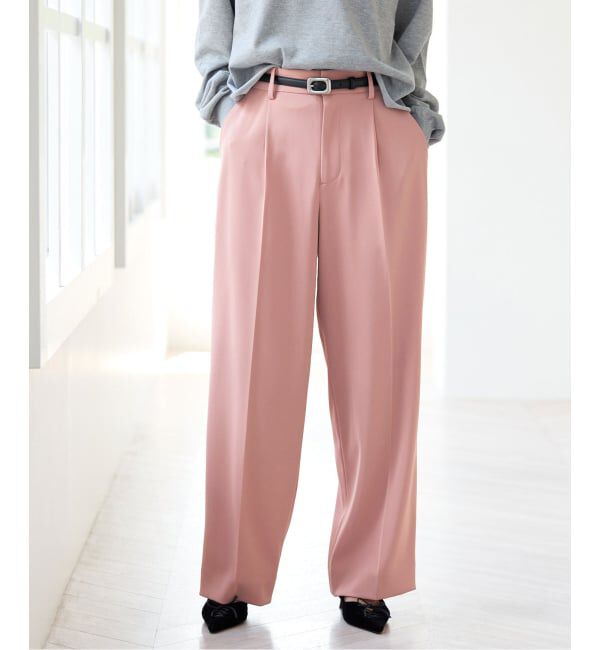 IENA「ストレッチツイルセミワイドパンツ」|スラックス|