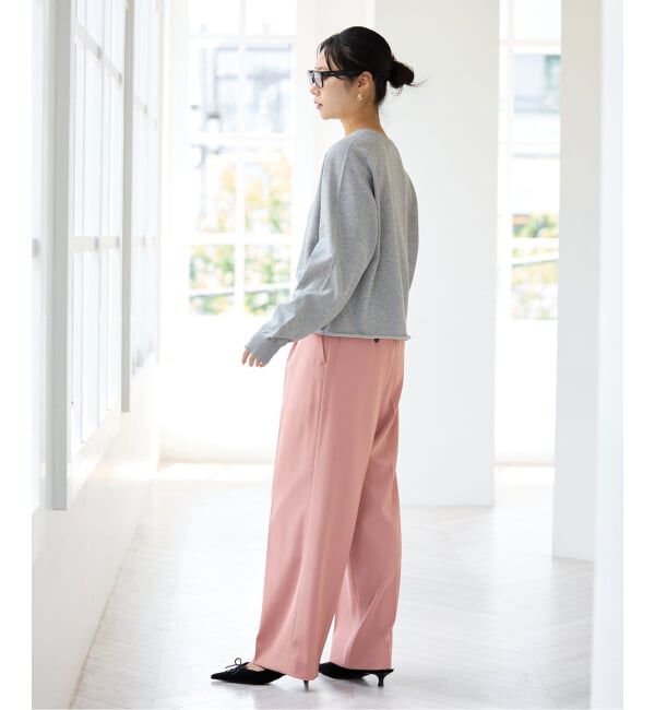 IENA「ストレッチツイルセミワイドパンツ」|スラックス|