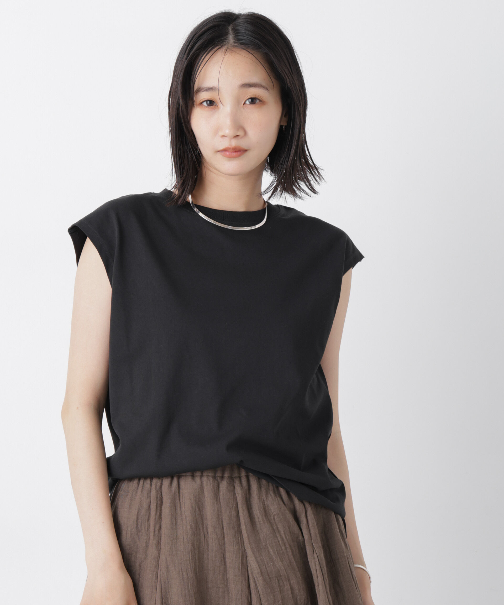 NANO universe「気化冷却機能 ノースリーブクルーネックトップス」|Tシャツ・カットソー|