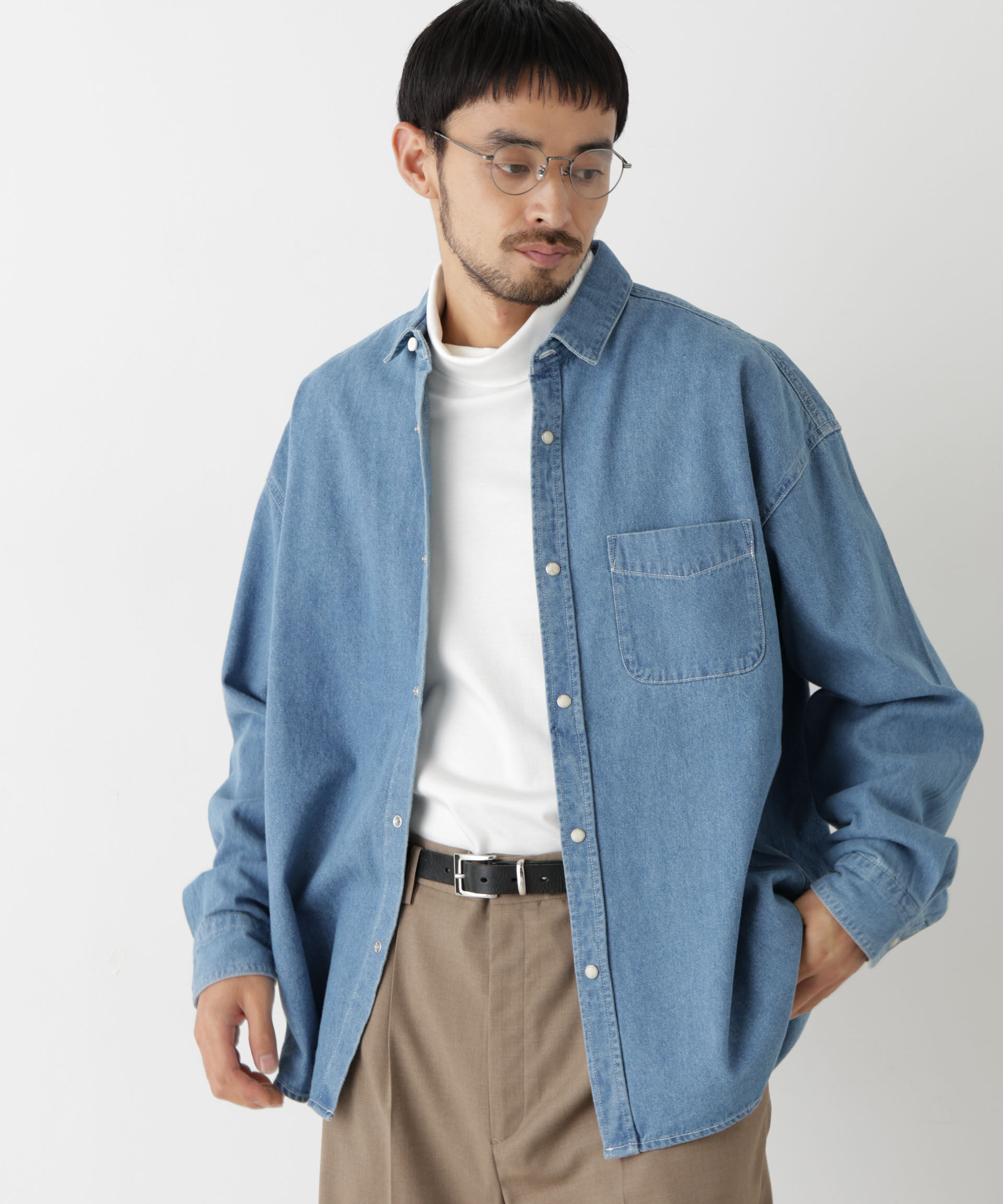 NANO universe「8.5oz ドレープデニムシャツ 長袖」|シャツ・ブラウス|