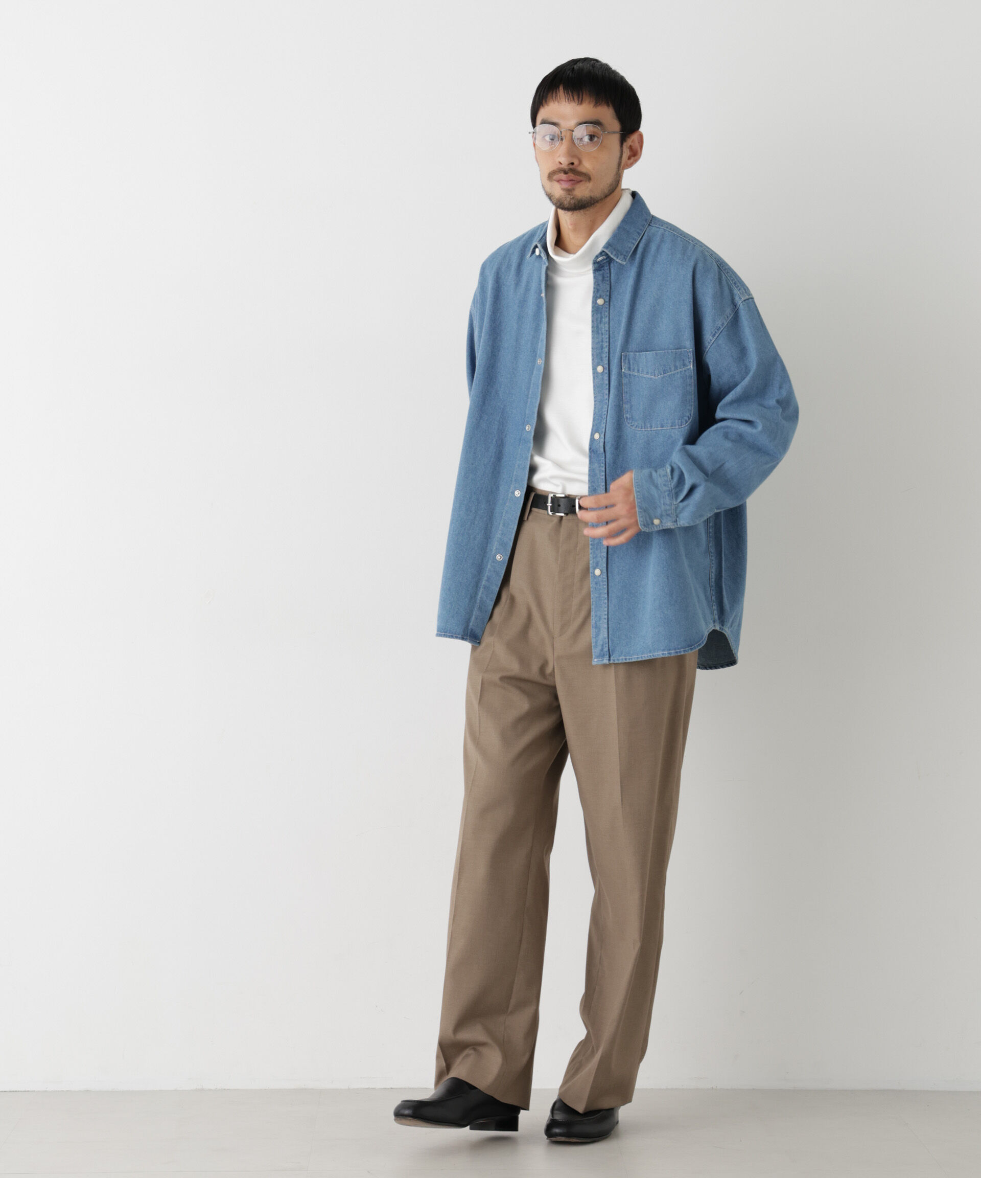 NANO universe「8.5oz ドレープデニムシャツ 長袖」|シャツ・ブラウス|