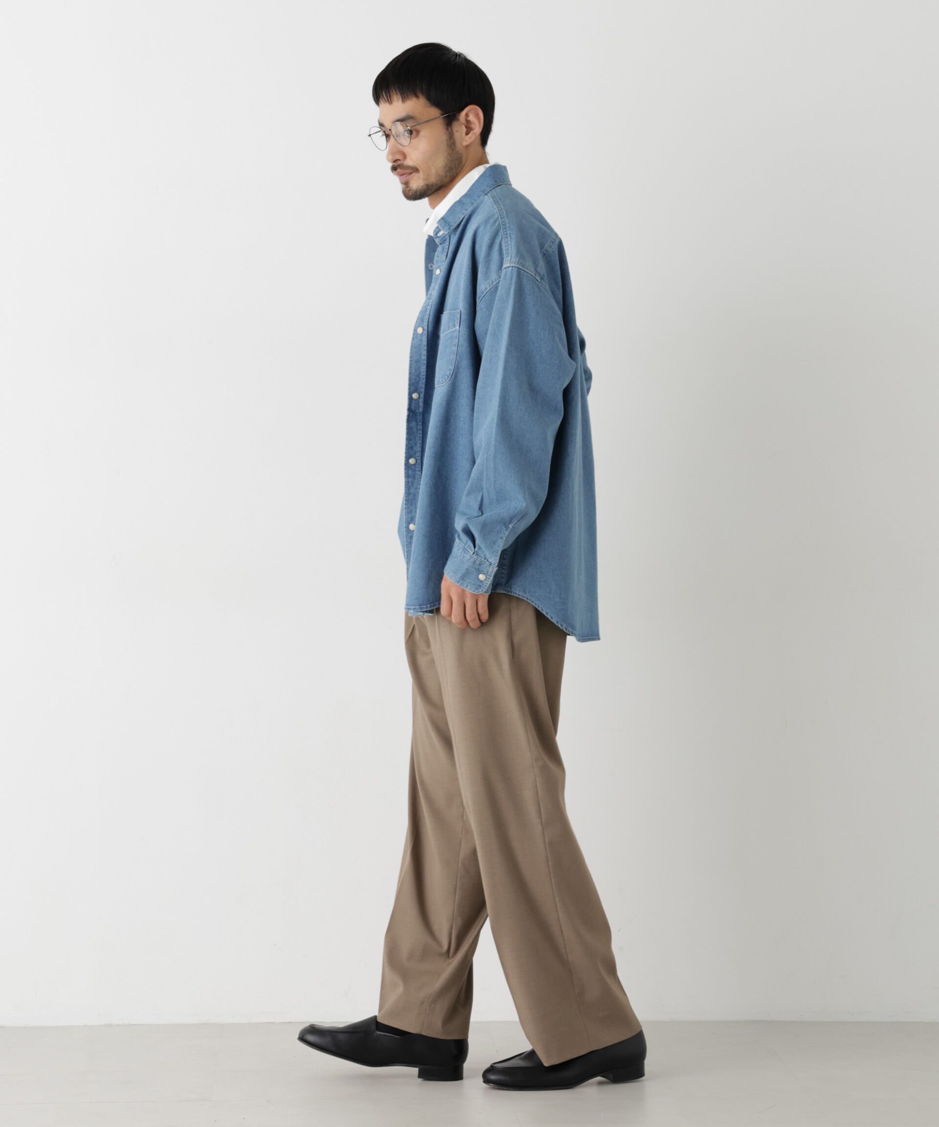 NANO universe「8.5oz ドレープデニムシャツ 長袖」|シャツ・ブラウス|
