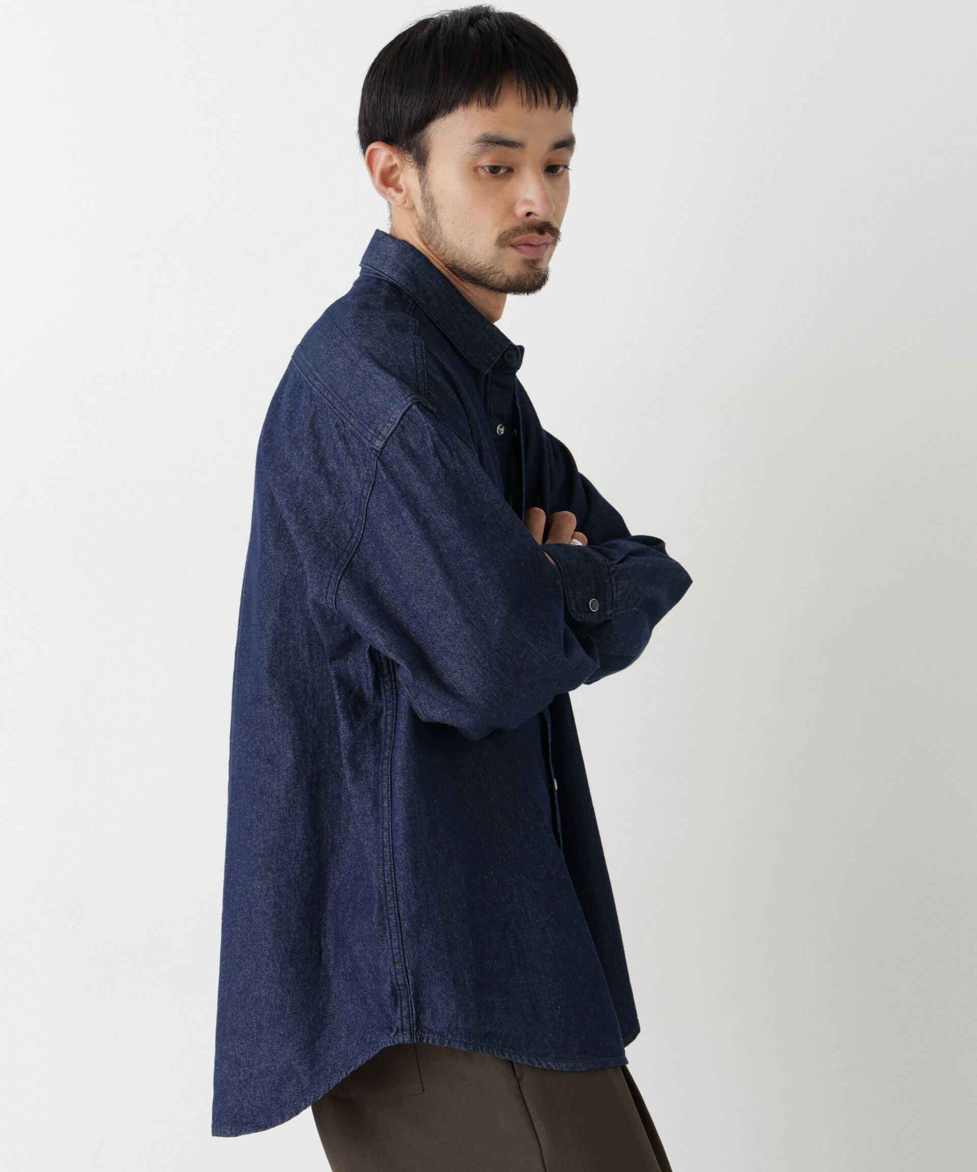 NANO universe「8.5oz ドレープデニムシャツ 長袖」|シャツ・ブラウス|