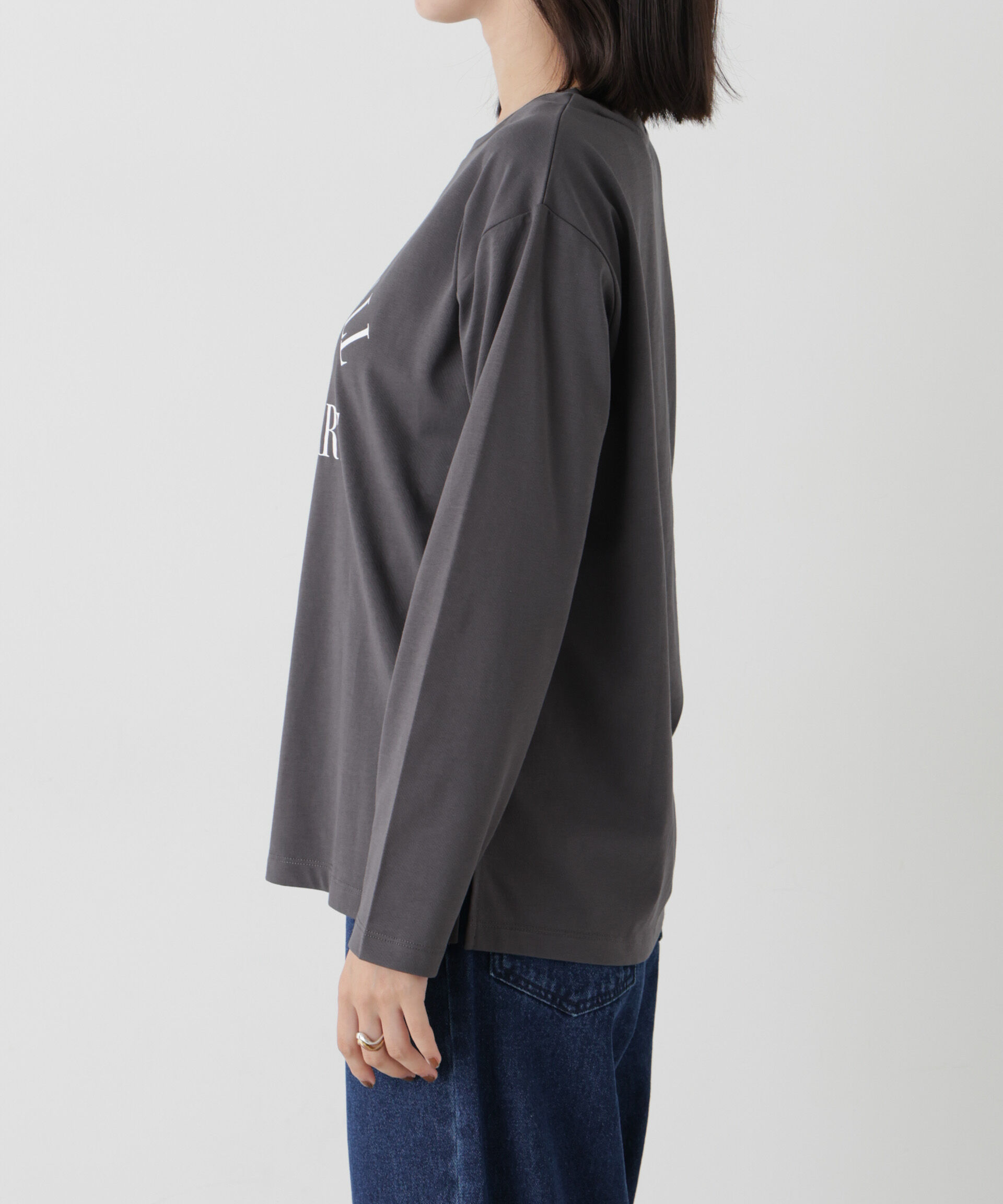 NANO universe「UVカット機能付ロゴプリントロングTシャツ」|Tシャツ・カットソー|