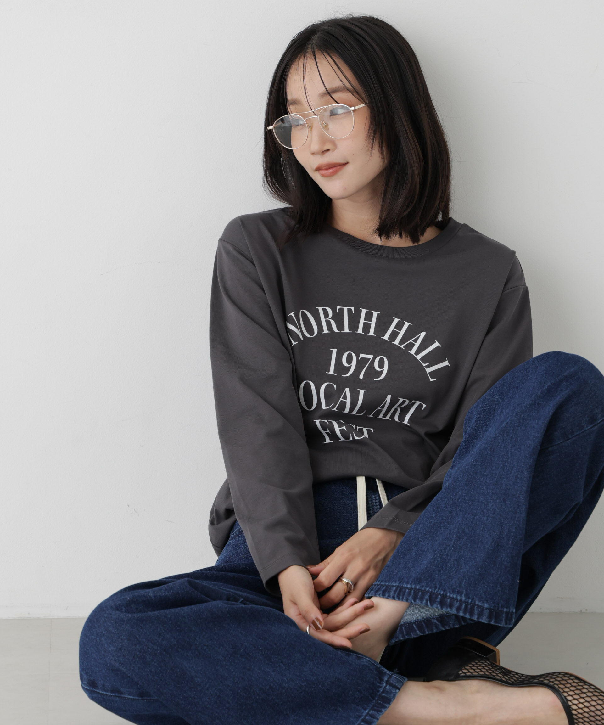NANO universe「UVカット機能付ロゴプリントロングTシャツ」|Tシャツ・カットソー|