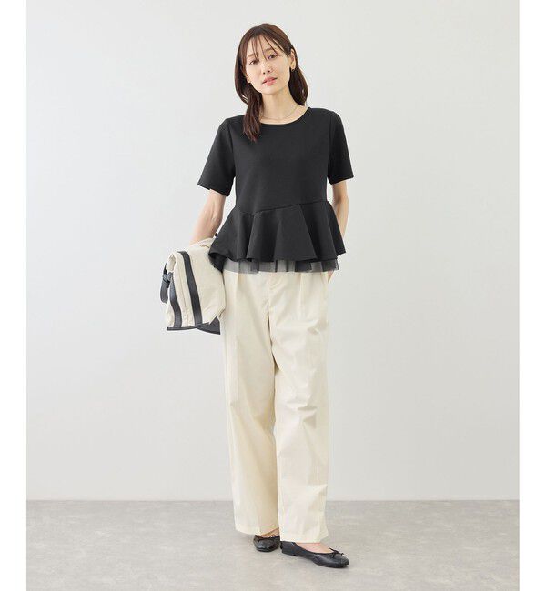 Rope&rsquo;Picnic「裾フリル異素材ドッキングカットトップス」|Tシャツ・カットソー|
