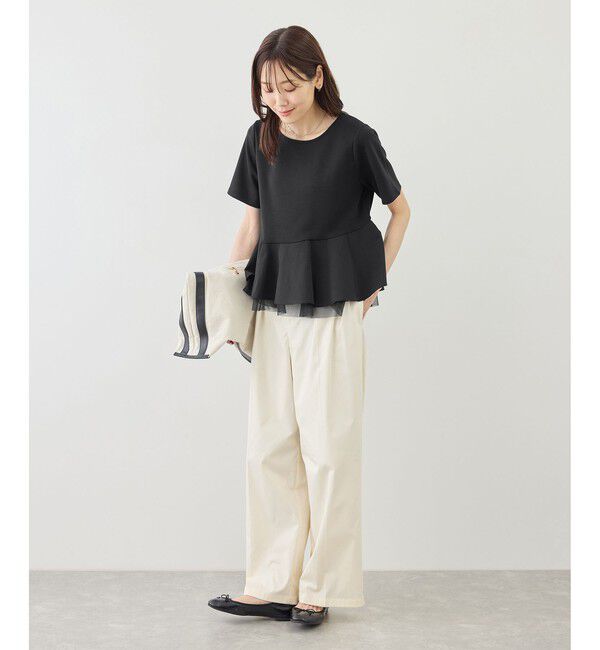 Rope&rsquo;Picnic「裾フリル異素材ドッキングカットトップス」|Tシャツ・カットソー|