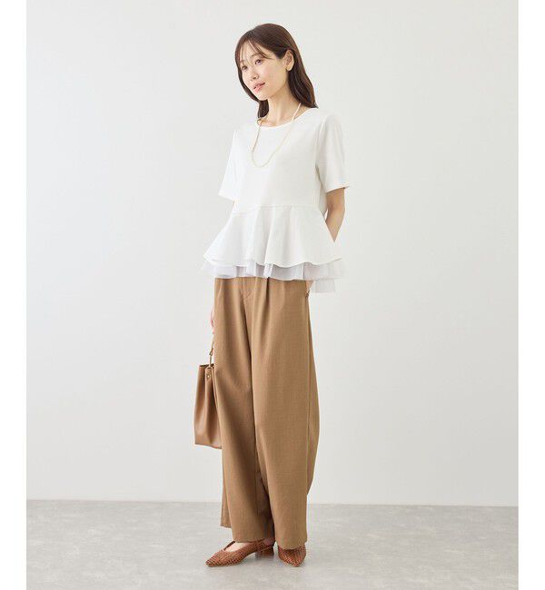 Rope&rsquo;Picnic「裾フリル異素材ドッキングカットトップス」|Tシャツ・カットソー|