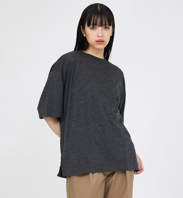 ABAHOUSE「【FORTUNA /フォルトゥナ】AMOUR / ウールTシャツ / 気温調整」|Tシャツ・カットソー|チャコールグレー