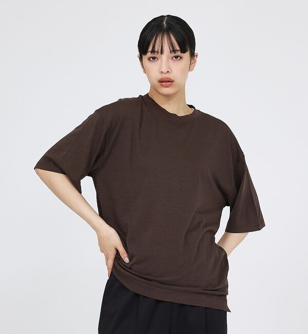 ABAHOUSE「【FORTUNA /フォルトゥナ】AMOUR / ウールTシャツ / 気温調整」|Tシャツ・カットソー|ブラウン