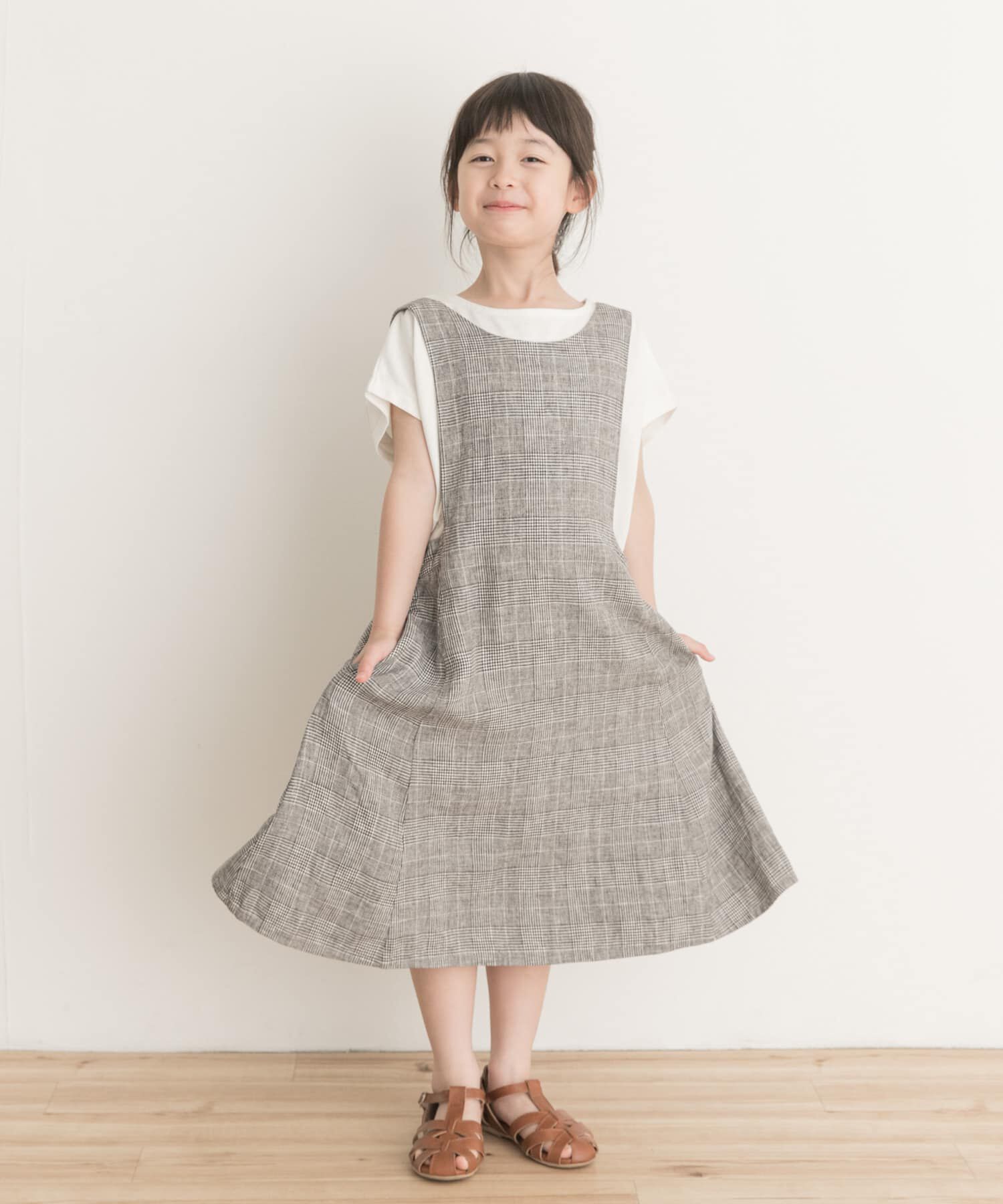 URBAN RESEARCH DOORS「『親子リンク』リネンレーヨンジャンパースカート(KIDS)」|ワンピース|チェック