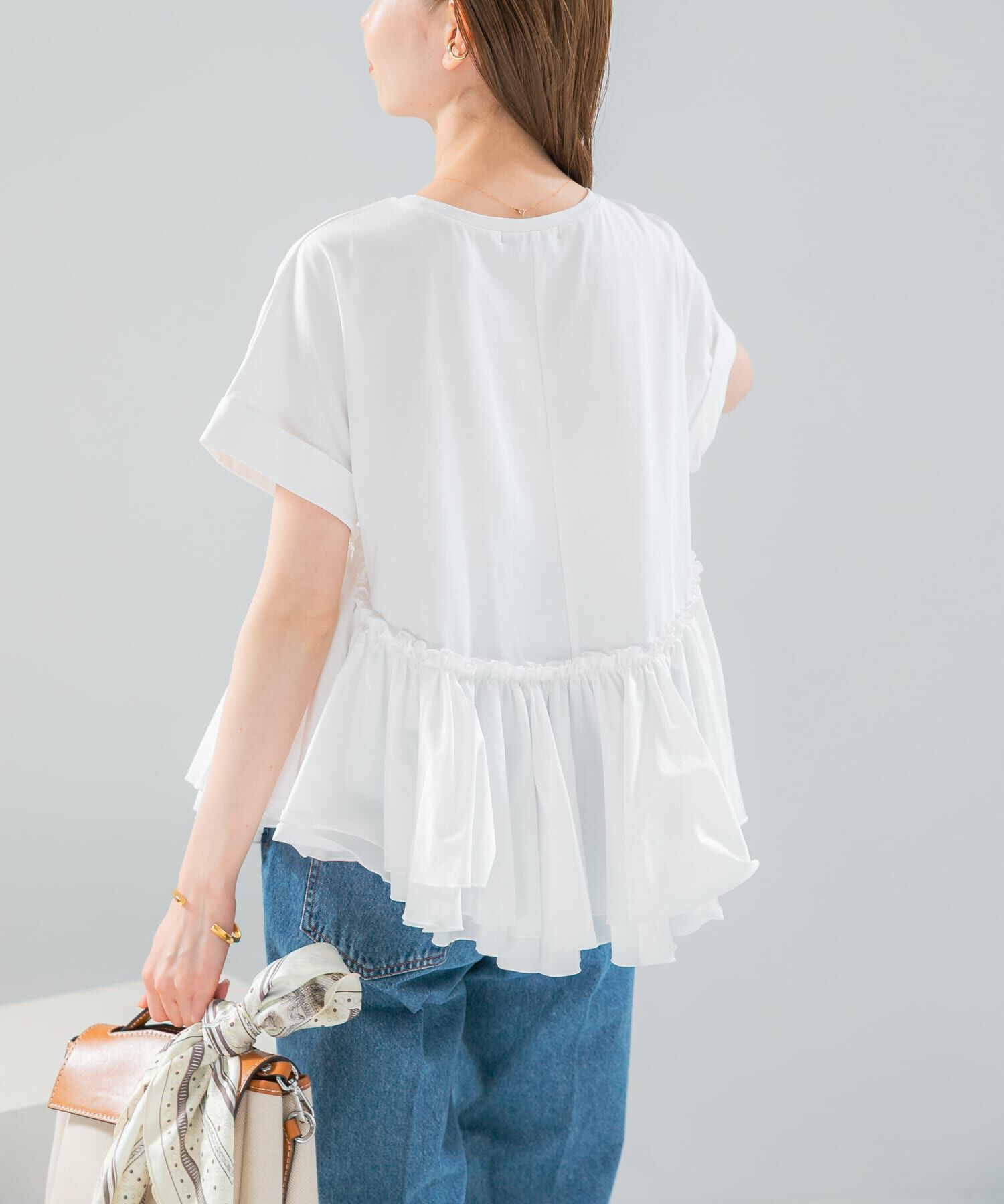 URBAN RESEARCH ROSSO「タフタドッキングティアードTEEブラウス」|Tシャツ・カットソー|
