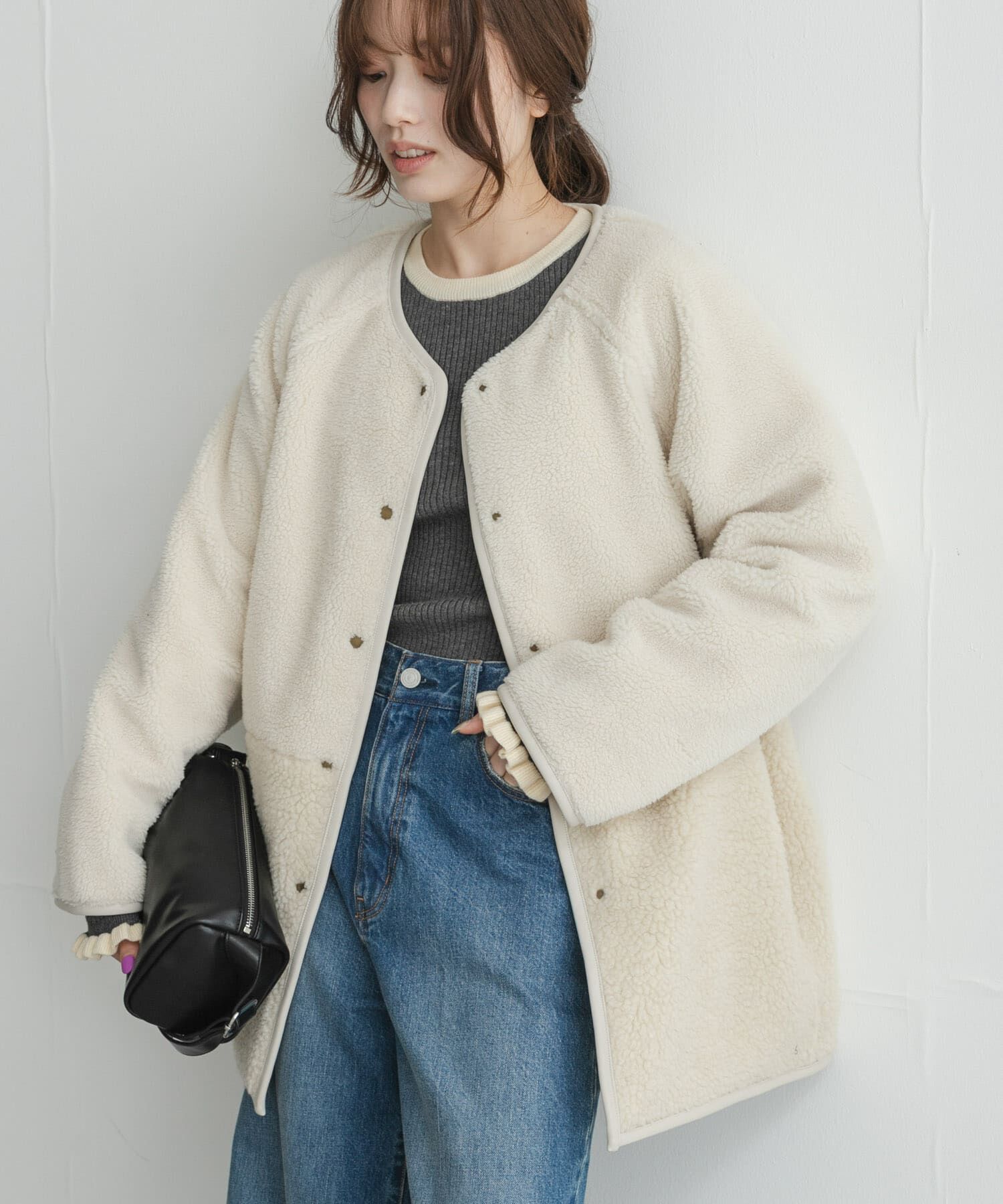 Sonny Label 「リバーシブルボア撥水キルティングコート」|ダウン|アイボリー