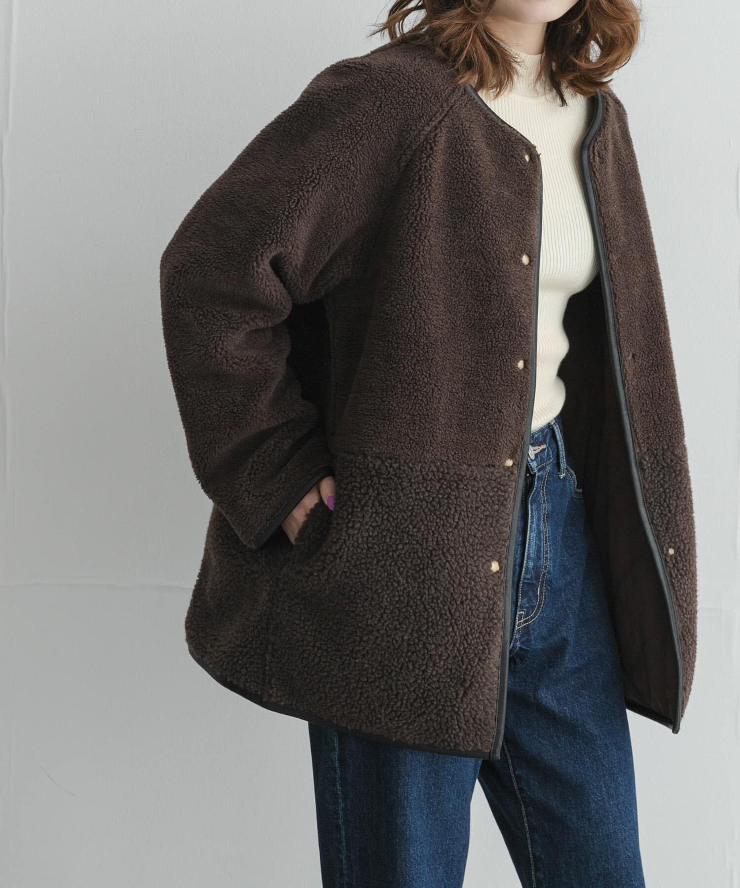 Sonny Label 「リバーシブルボア撥水キルティングコート」|ダウン|ブラウン
