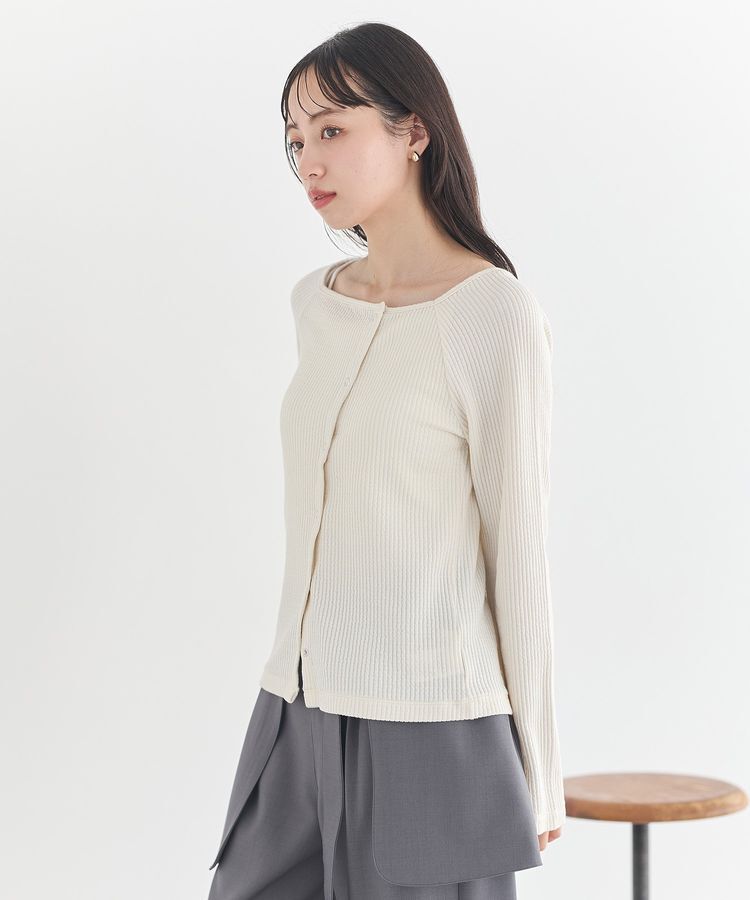 earth music&ecology「アシメ釦ツイストテレコカットソー」|Tシャツ・カットソー|
