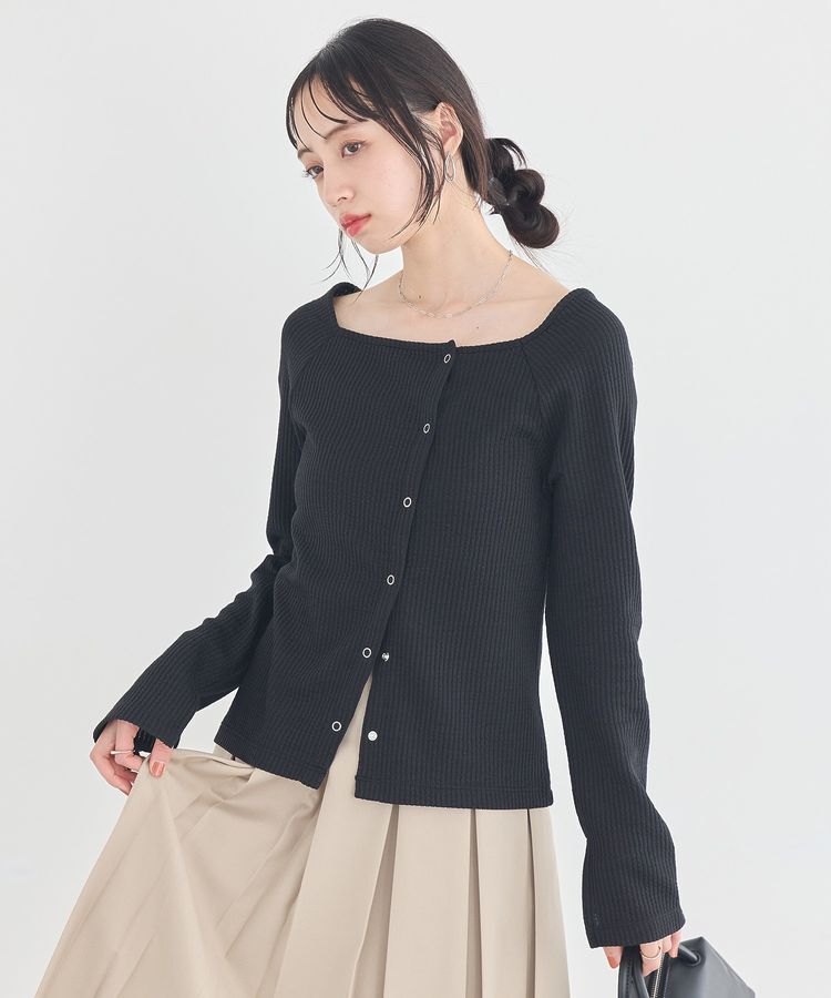 earth music&ecology「アシメ釦ツイストテレコカットソー」|Tシャツ・カットソー|