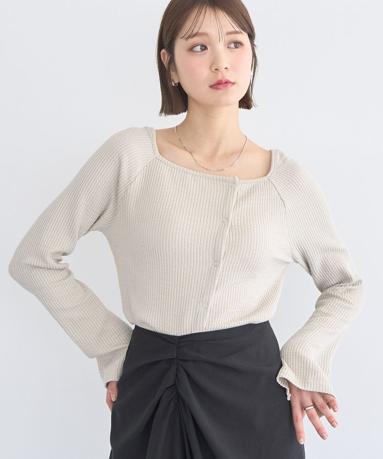 earth music&ecology「アシメ釦ツイストテレコカットソー」|Tシャツ・カットソー|Beige