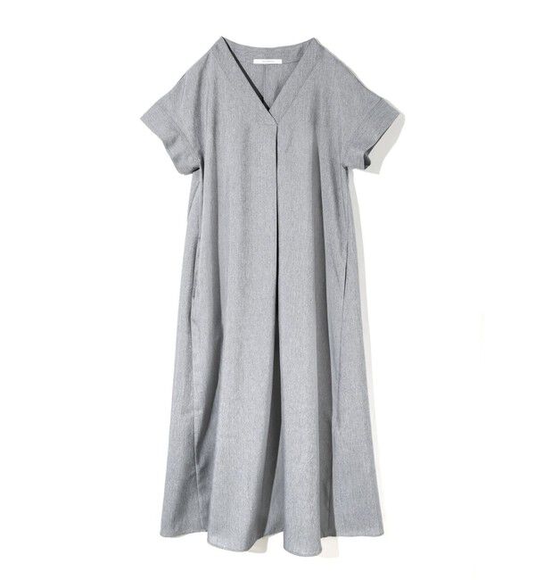 MIDIUMISOLID「MIDIUMISOLID for Ladies リネンライクVネックフレアワンピース」|ワンピース|